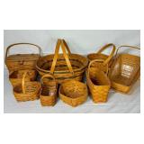 Assortment of 9 Longaberger Baskets - Various Sizes and Years
