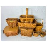 Collection of 8 Longaberger Baskets - Various Sizes and Years