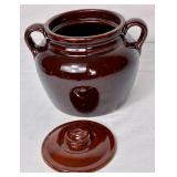 Vintage Green & Brown Pottery Bundle - Brown Bean Pots, Leaf Dish and Frankoma Pottery #30B Bowl