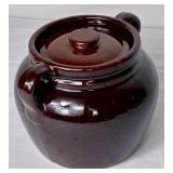 Vintage Green & Brown Pottery Bundle - Brown Bean Pots, Leaf Dish and Frankoma Pottery #30B Bowl