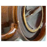 Vintage Green & Brown Pottery Bundle - Brown Bean Pots, Leaf Dish and Frankoma Pottery #30B Bowl
