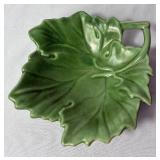 Vintage Green & Brown Pottery Bundle - Brown Bean Pots, Leaf Dish and Frankoma Pottery #30B Bowl