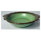 Vintage Green & Brown Pottery Bundle - Brown Bean Pots, Leaf Dish and Frankoma Pottery #30B Bowl