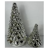 Silver Holiday Collection - Mercury Glass Trees, Silver Candle Holders, LED Candles and Silver Glass Tray