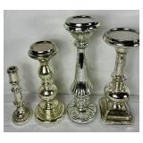 Silver Holiday Collection - Mercury Glass Trees, Silver Candle Holders, LED Candles and Silver Glass Tray