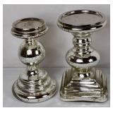 Silver Holiday Collection - Mercury Glass Trees, Silver Candle Holders, LED Candles and Silver Glass Tray