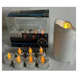 Silver Holiday Collection - Mercury Glass Trees, Silver Candle Holders, LED Candles and Silver Glass Tray
