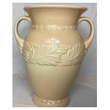 Vintage Abingdon Art Pottery Pink Acanthus Leaf Double Handle Vase 10"