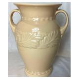 Vintage Abingdon Art Pottery Pink Acanthus Leaf Double Handle Vase 10"