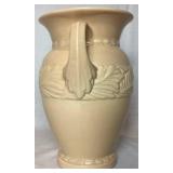 Vintage Abingdon Art Pottery Pink Acanthus Leaf Double Handle Vase 10"