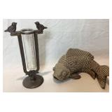 Garden Décor Bundle - 2 Metal Cranes, Pheasant Weather Vane, Hose Guard, Bird Rain Gauge and Koi