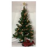 Holiday Decorating Bundle - 4ft Pre-Lit Christmas Tree, Wreath, Candelabra Three Arm Centerpiece, Candle Wreath Centerpiece and Red Holiday Truck