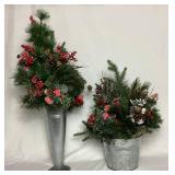 Christmas Décor Collection - Two Arrangements, Holiday Wreath and Additional 10" Flameless Candlelight Cones