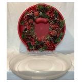 Christmas Décor Collection - Two Arrangements, Holiday Wreath and Additional 10" Flameless Candlelight Cones