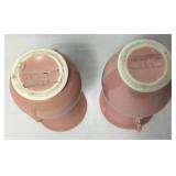 Pair of Pink Blush Abingdon Pottery Vases - 515 Leaf Handle and 517 Double Handle