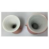 Pair of Pink Blush Abingdon Pottery Vases - 515 Leaf Handle and 517 Double Handle