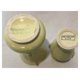 Abington USA Pottery Yellow Leaf Double Handled Vase and Abingdon Yellow Vase Urn Double Handle Vase
