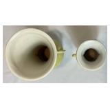Abington USA Pottery Yellow Leaf Double Handled Vase and Abingdon Yellow Vase Urn Double Handle Vase