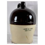 Antique Lehn & Fink Large Stoneware Handle Jug, NY 1874