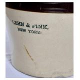 Antique Lehn & Fink Large Stoneware Handle Jug, NY 1874