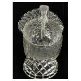 Vintage LE Smith Clear Glass Turkey Shaped Lidded Dish and Crystal Candle Holders with Seasonal Candles