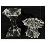 Vintage LE Smith Clear Glass Turkey Shaped Lidded Dish and Crystal Candle Holders with Seasonal Candles
