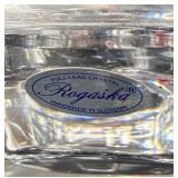 Vintage LE Smith Clear Glass Turkey Shaped Lidded Dish and Crystal Candle Holders with Seasonal Candles