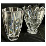 Two Large Mikasa and Rogaska Lead Crystal Vases Slovenia