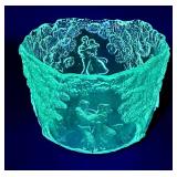 Kosta Boda Sweden "Rhapsody" Glass Bowl by Kjell Engman - Glows Green under UV Light