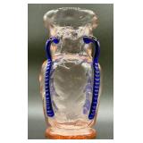Hand Blown Art Glass Vases with Applied Feet and Handles