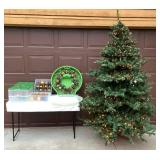 Barcana Premium 7 ft Christmas Tree with Holiday Wreath ,Ornaments and Ornament Storage Boxes