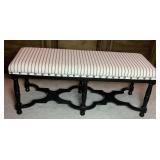 Black Pinstripe Cushioned Accent Bench