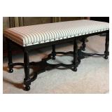 Black Pinstripe Cushioned Accent Bench