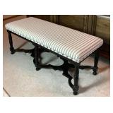 Black Pinstripe Cushioned Accent Bench