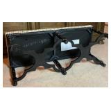Black Pinstripe Cushioned Accent Bench