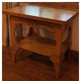 Antique Parlor Table with Carvings and Wooden Motif