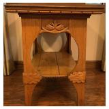 Antique Parlor Table with Carvings and Wooden Motif