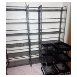 Foldable Powder Coated Metal Shelving Units and 2 Rolling Carts