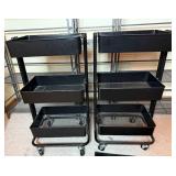 Foldable Powder Coated Metal Shelving Units and 2 Rolling Carts