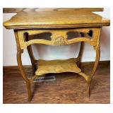 Hand Carved Antique Oak Parlor Table