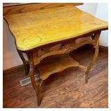 Hand Carved Antique Oak Parlor Table