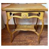 Hand Carved Antique Oak Parlor Table