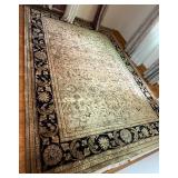 Black and Tan Hand Knotted Woven Wool Area Rug 8