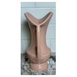 Vintage Abingdon Pink Double Handle Vase and Abington USA Pottery Art Deco Vase Off White