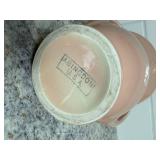 Vintage Abingdon Pink Double Handle Vase and Abington USA Pottery Art Deco Vase Off White