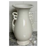 Vintage Abingdon Pink Double Handle Vase and Abington USA Pottery Art Deco Vase Off White