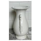Vintage Abingdon Pink Double Handle Vase and Abington USA Pottery Art Deco Vase Off White