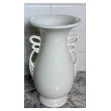 Vintage Abingdon Pink Double Handle Vase and Abington USA Pottery Art Deco Vase Off White