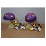 *2* Regal Art Metal Bee/Mushroom Garden Statues *2* Regal Art Metal Bee/Mushroom Garden Statues