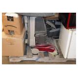 Pallet of Assorted - Microwave, Fishing Rods, Wood Clamps, Shampooer, Housewares Pallet of Assorted - Microwave, Fishing Rods, Wood Clamps, Shampooer, Housewares
